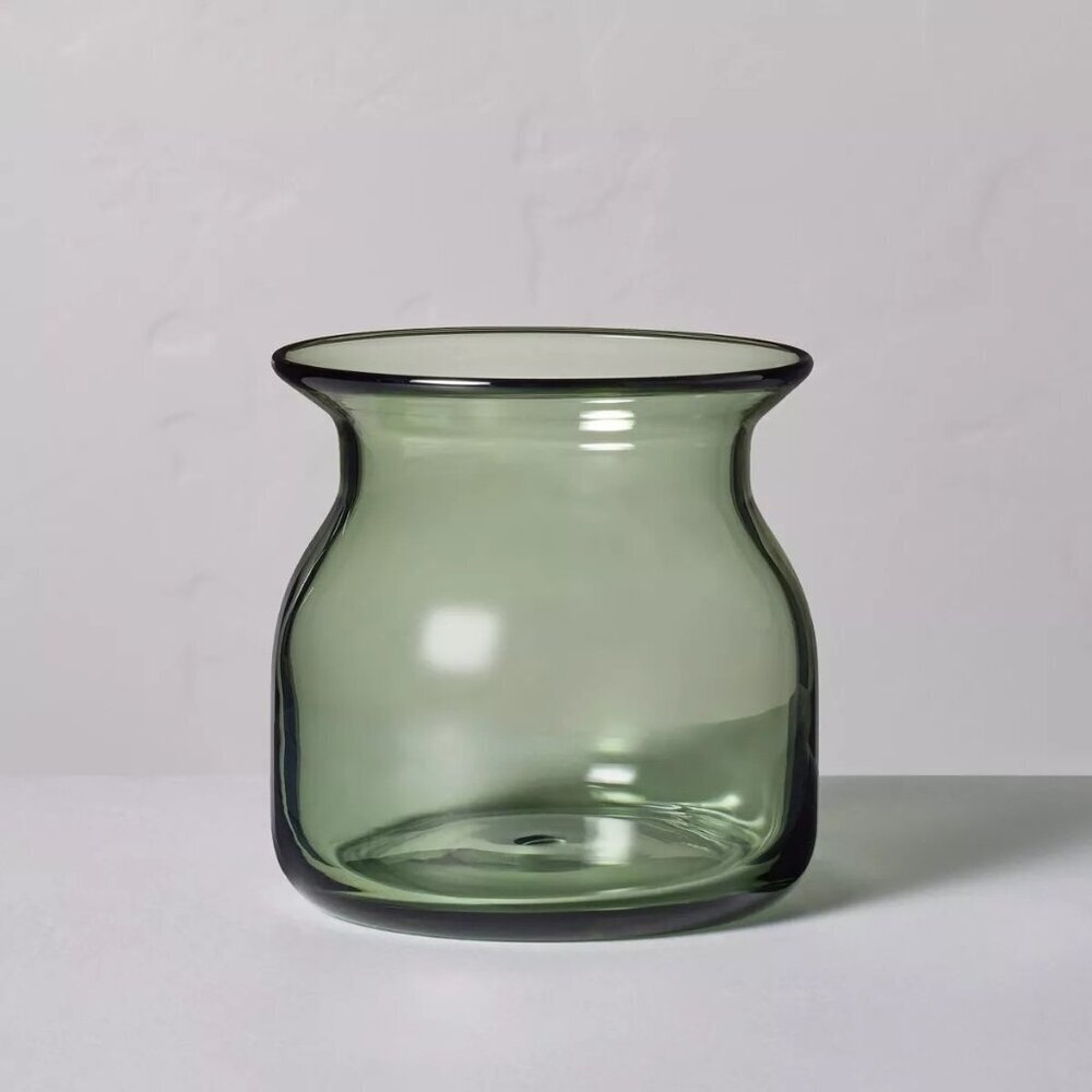 Hearth & Hand Magnolia 5" Green Glass Decorative Flared Bouquet Vase Sm - Target